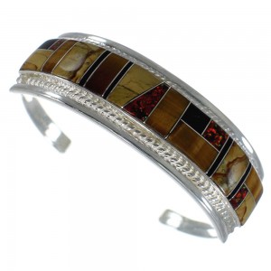 Multicolor Authentic Sterling Silver Southwest Cuff Bracelet CX49196