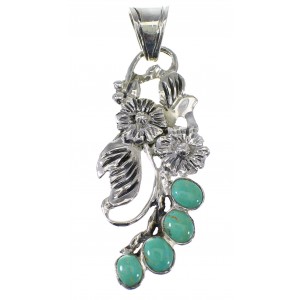 Authentic Sterling Silver Turquoise Flower Pendant AX49591