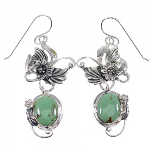 Turquoise Sterling Silver Hook Dangle Flower Earrings AX50015