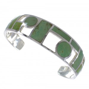 Turquoise Inlay Sterling Silver Southwest Cuff Bracelet CX49909