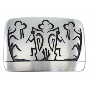 Hopi George Phillips Kokopelli Cloud Rain Silver Belt Buckle EX50332