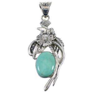 Turquoise And Silver Flower Slide Pendant AX51554