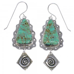 Southwestern Turquoise And Silver Hook Dangle Earrings AX51610