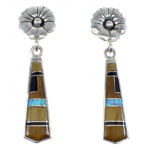 Multicolor Silver Southwestern Post Dangle Flower Earrings YX51901