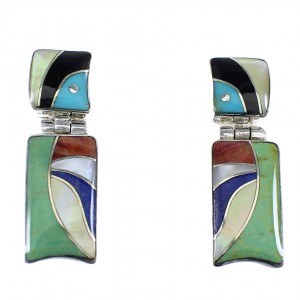 Southwest Multicolor Inlay Sterling Silver Earrings EX54030