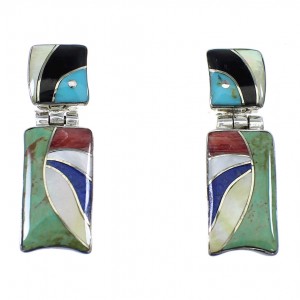 Genuine Sterling Silver Multicolor Inlay Earrings EX54034
