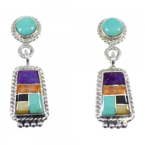 Multicolor Sterling Silver Post Dangle Earrings YX53521