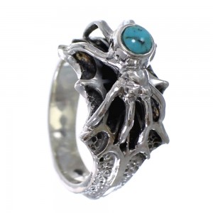 Southwestern Turquoise Sterling Silver Spider Ring Size 5-1/4 AX52965