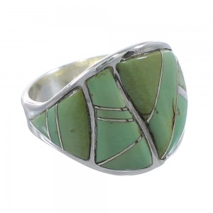 Southwestern Sterling Silver And Turquoise Inlay Ring Size 6 AX53195