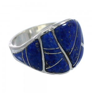 Southwestern Silver Lapis Inlay Ring Size 5-1/2 AX53348