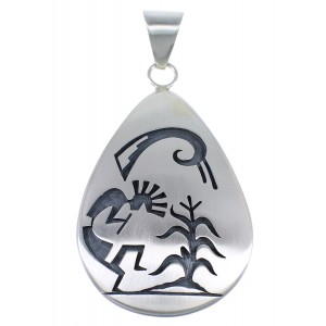 George Phillips Corn Stalk Kokopelli Hopi Indian Silver Pendant EX53854