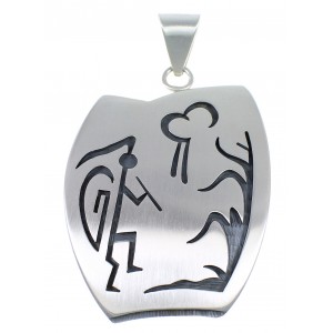 Hopi George Phillips Kokopelli Corn Stalk Sterling Silver Pendant EX53895