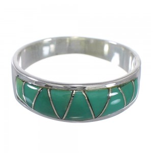 Turquoise Inlay Southwestern Silver Ring Size 6-1/4 AX53395