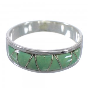 Southwestern Sterling Silver Turquoise Inlay Ring Size 7-3/4 AX53413