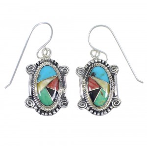 Sterling Silver And Multicolor Hook Dangle Earrings RX54704