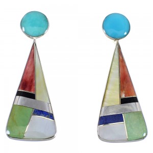 Sterling Silver And Multicolor Post Earrings RX54867