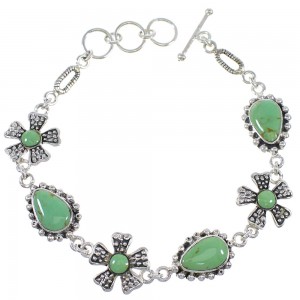 Southwestern Turquoise And Silver Flower Link Bracelet AX54424