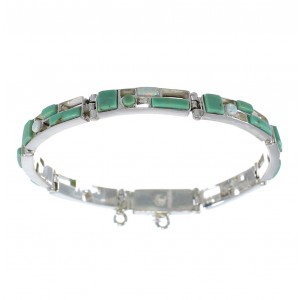 Turquoise And Opal Sterling Silver Jewelry Link Bracelet AX54345