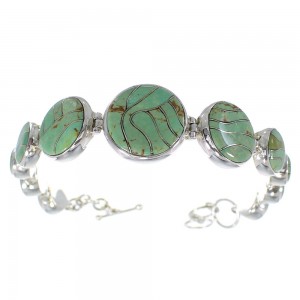 Turquoise Inlay Silver Jewelry Link Bracelet AX54189