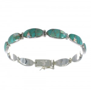 Southwestern Opal And Turquoise Silver Link Bracelet AX54590