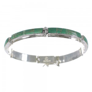 Silver Southwestern Turquoise Inlay Link Bracelet AX55063