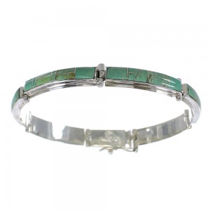 Sterling Silver Southwest Turquoise Inlay Link Bracelet AX55066