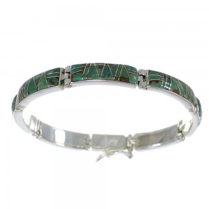 Southwestern Turquoise Genuine Sterling Silver Link Bracelet AX55244