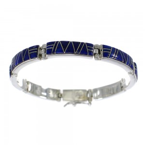 Southwest Lapis Jewelry Sterling Silver Link Bracelet AX55284