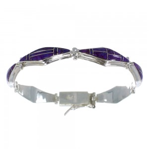 Magenta Turquoise Sterling Silver Link Bracelet AX54656