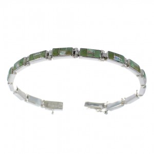 Sterling Silver Turquoise And Opal Inlay Link Bracelet EX54226