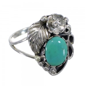 Sterling Silver And Turquoise Flower Ring Size 6-1/2 VX57052