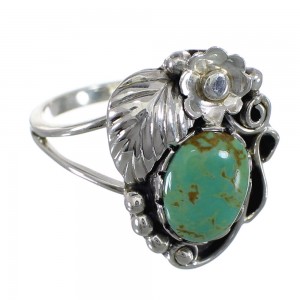 Turquoise And Genuine Sterling Silver Flower Ring Size 5-3/4 VX57158