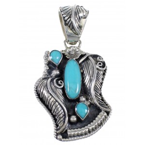 Southwest Turquoise And Silver Feather Pendant RX54447