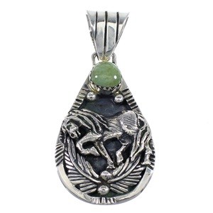 Southwest Sterling Silver And Turquoise Horse Pendant RX54468