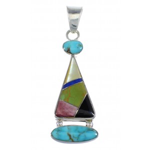 Multicolor And Sterling Silver Southwestern Slide Pendant RX54584