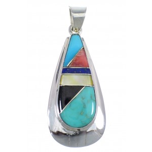 Southwest Multicolor Inlay And Sterling Silver Pendant RX54310