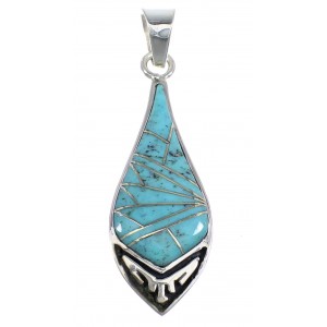 Sterling Silver And Turquoise Inlay Southwest Pendant VX54884