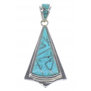 Turquoise And Genuine Sterling Silver Southwestern Pendant VX55410