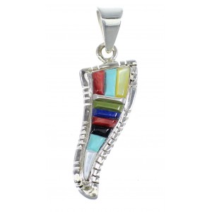 Southwestern Multicolor Inlay And Sterling Silver Pendant VX55611