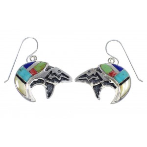 Sterling Silver Multicolor Bear Arrow Hook Dangle Earrings VX55937