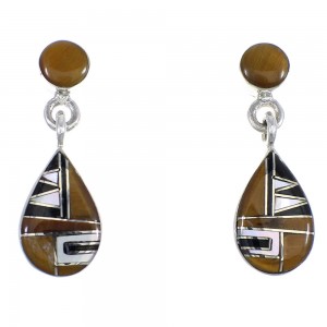 Multicolor Sterling Silver Tear Drop Post Dangle Earrings RX55874