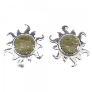 Turquoise Inlay And Sterling Silver Sun Post Earrings VX55961