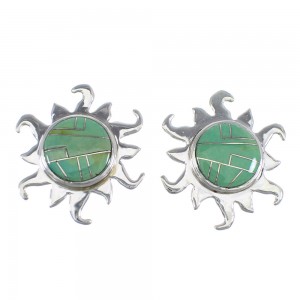 Sterling Silver And Turquoise Sun Post Earrings VX55969