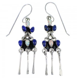 Lapis and Opal Sterling Silver Hook Dangle Earrings Jewelry RX56467