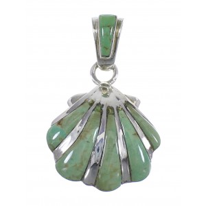 Turquoise Seashell Sterling Silver Southwest Pendant WX58645