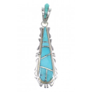 Southwest Sterling Silver Turquoise Inlay Pendant EX56460