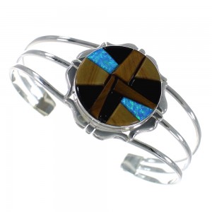 Multicolor Genuine Sterling Silver Southwest Cuff Bracelet VX59377