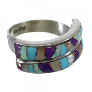 Multicolor Mystic Ocean WhiteRock Sterling Silver Ring Size 7 EX56950