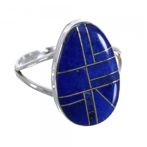 Authentic Sterling Silver Lapis Inlay Ring Size 6-3/4 RX57813