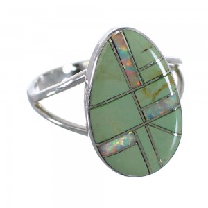 Turquoise And Opal Inlay Genuine Sterling Silver Ring Size 7-3/4 RX57622